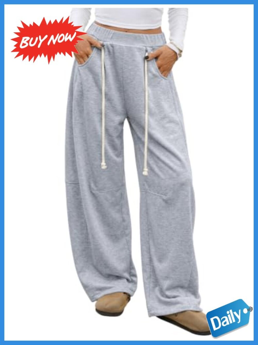 Wide Leg Baggy Sweatpants with Pockets Cotton Blend Track Pants